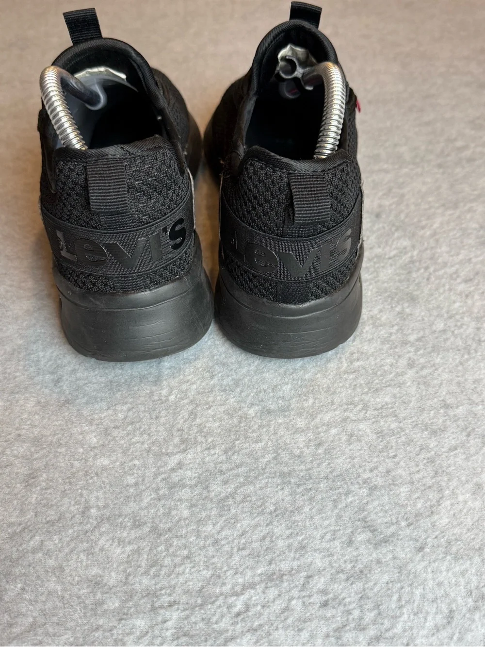Levi's Men's Black Knit Slip On Casual Sneakers with Red Logo